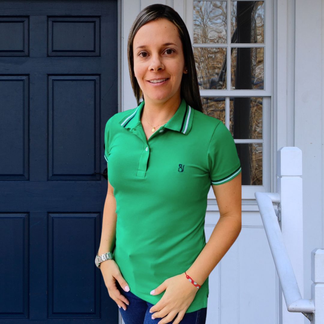 Camiseta Tipo Polo Dama Líneas